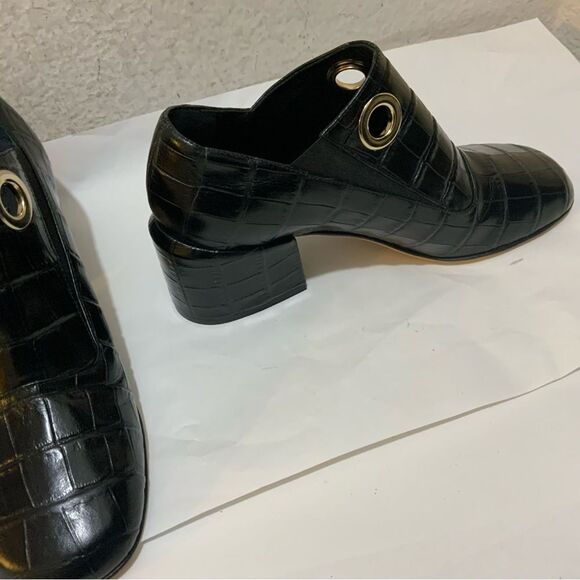 New Tibi Marlow  Women's 7 EU 37 Black Croc Embossed Leather Italy - Picture 8 of 9